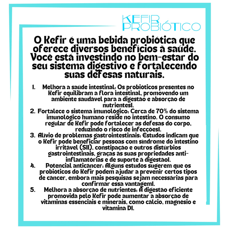 Kefir de Leite Completo Grãos da Colônia Viva Com Manual + Livro de Receitas Grátis! (Cópia)