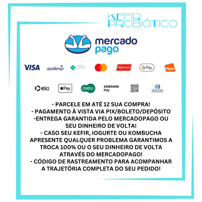 Kefir de Leite Completo Grãos da Colônia Viva Com Manual + Livro de Receitas Grátis! (Cópia)